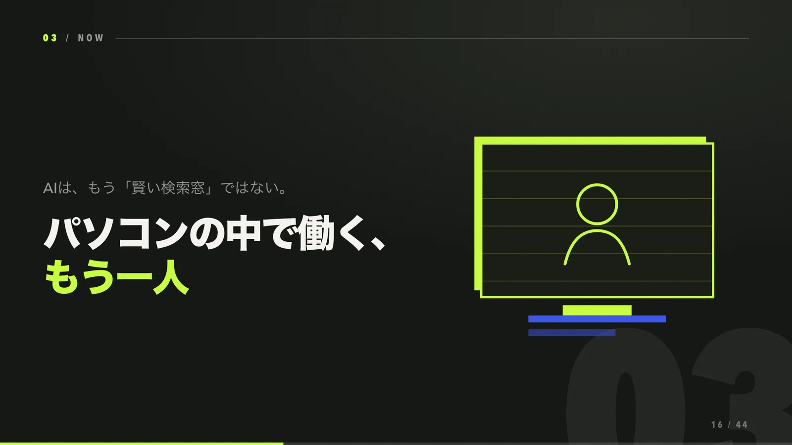 AIがパソコンの中で働くもう一人になるという説明
