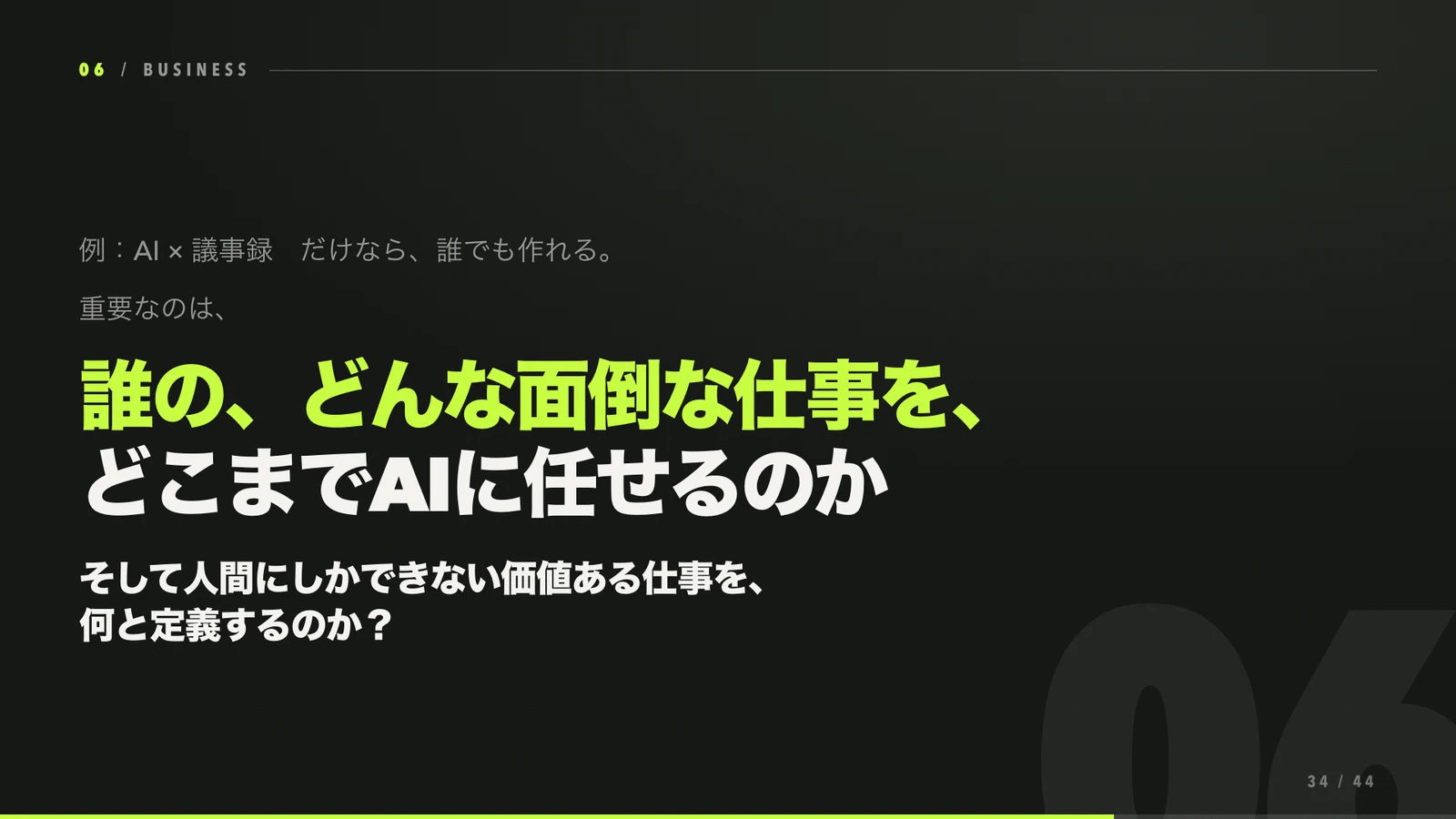 誰のどんな面倒な仕事をどこまでAIに任せるかという問い