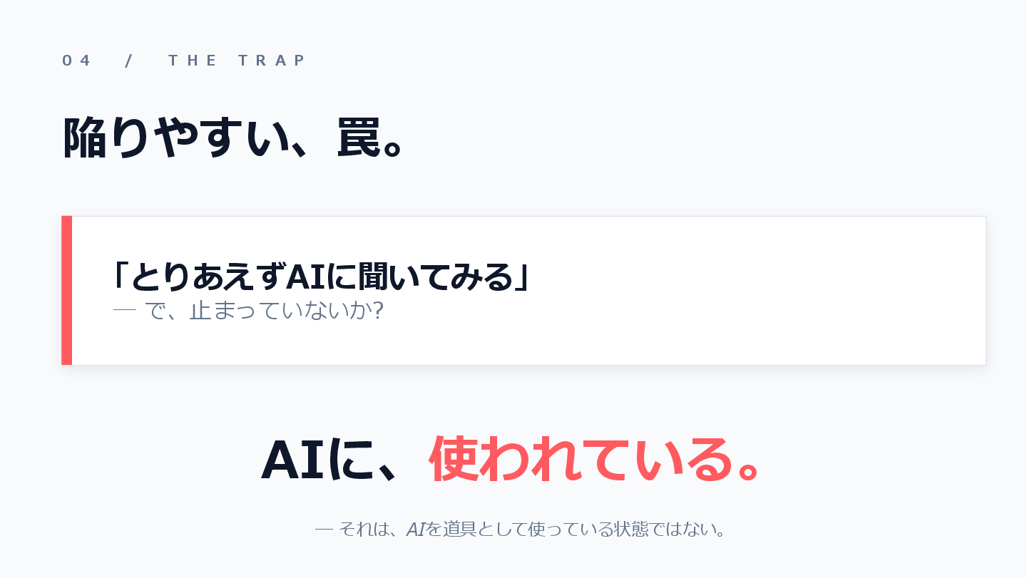 スライド「AIに使われている状態」