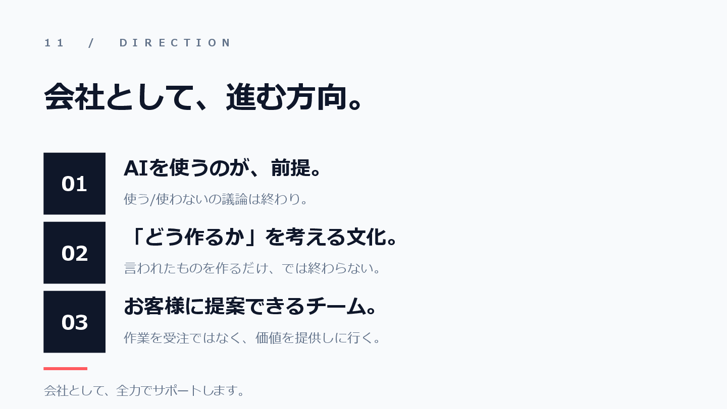 スライド「会社として何をするか」