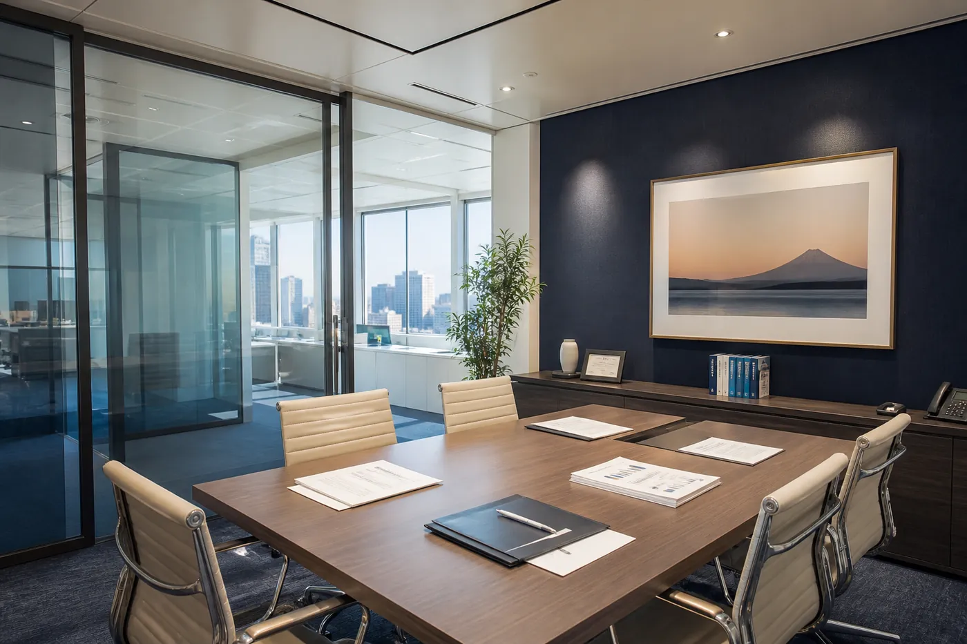 Modern Tokyo meeting room prepared for back-office coordination